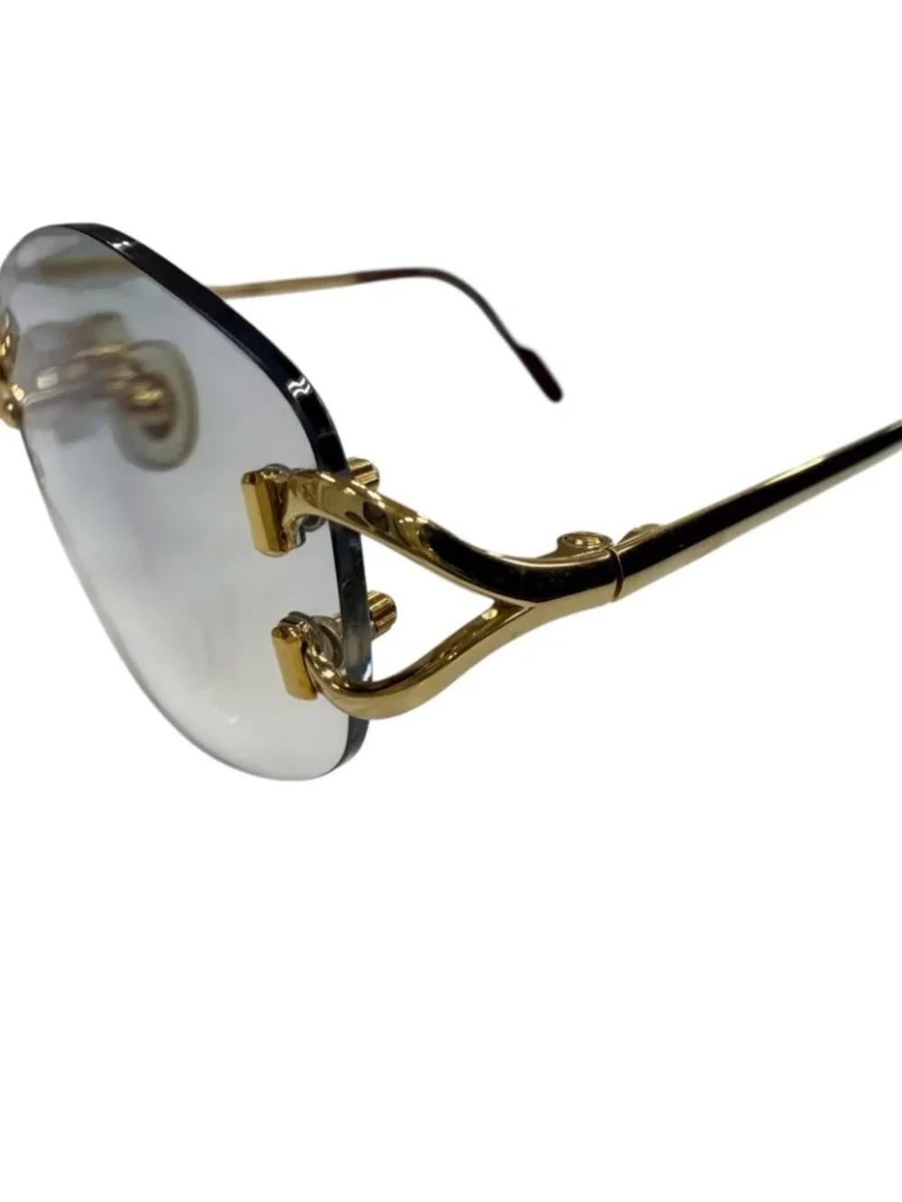 Cartier 2C Decor Two Point Rimless Gradient Lens with Logo Eyewear Sunglasses